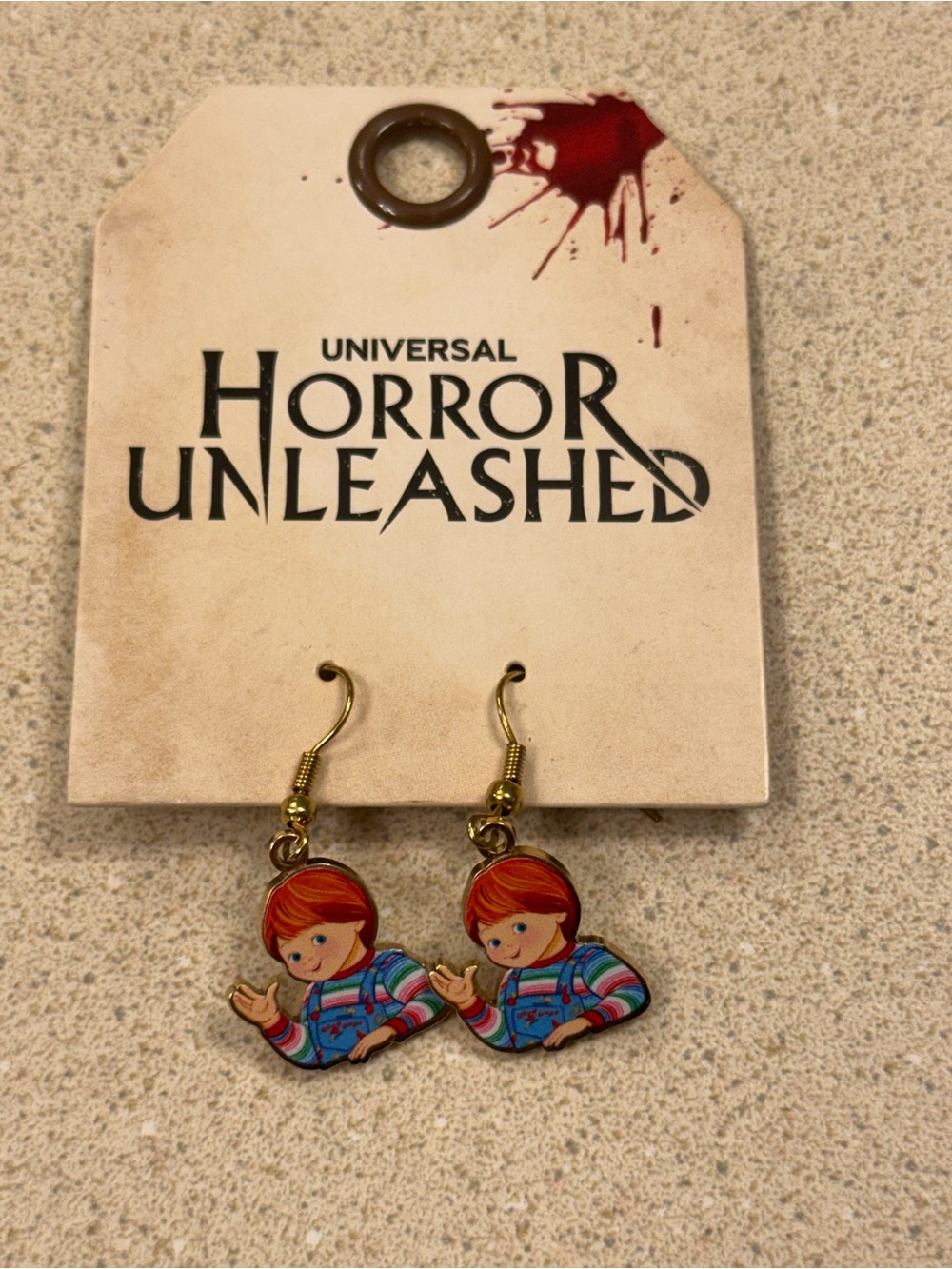 Universal Studios Halloween Horror Nights Unleashed Chucky wire dangle earrings